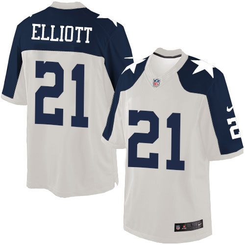 Men's Limited Ezekiel Elliott Nike Jersey White Alternate - #21 Throwback NFL Dallas Cowboys